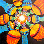 P089 - Drum Circle (limited edition prints 11x11 matted to 16x20)